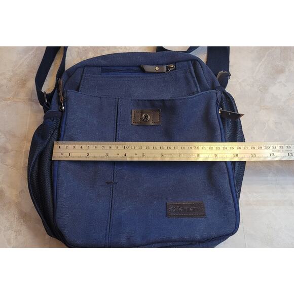 Ciana Mens multifunctional canvas bag crossbody travel blue pockets toiletries - Picture 7 of 8